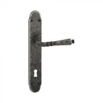 Vintage Door Handle on Plate with Visible Screws Geneva Reguitti