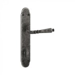 Vintage Door Handle on Plate with Visible Screws Geneva Reguitti