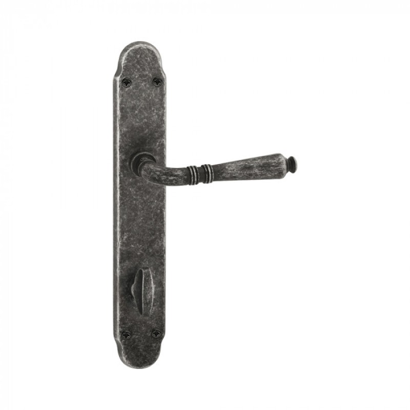 Vintage Door Handle on Plate with Visible Screws Geneva Reguitti