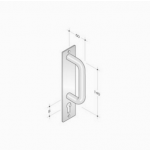 pba 2211 Fixed Pull Handle on Rectangular Plate in Stainless Steel