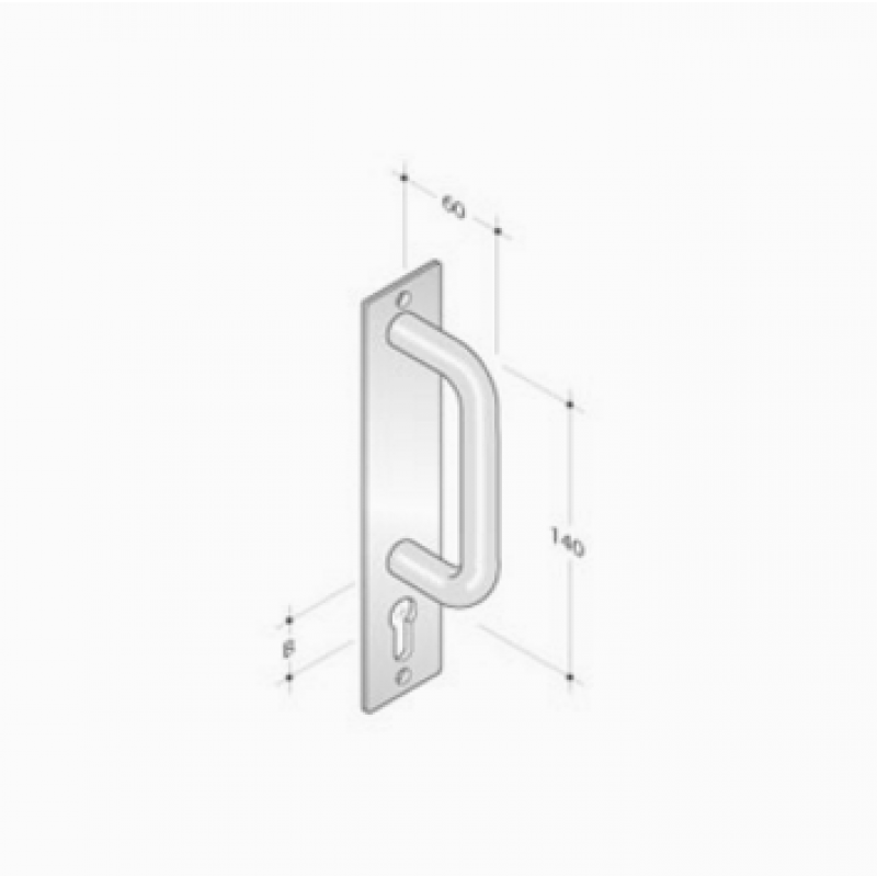 pba 2211 Fixed Pull Handle on Rectangular Plate in Stainless Steel