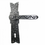 Narrow Medieval Wrought Iron Door Handle on Plate 2005 Lorenz Ferart