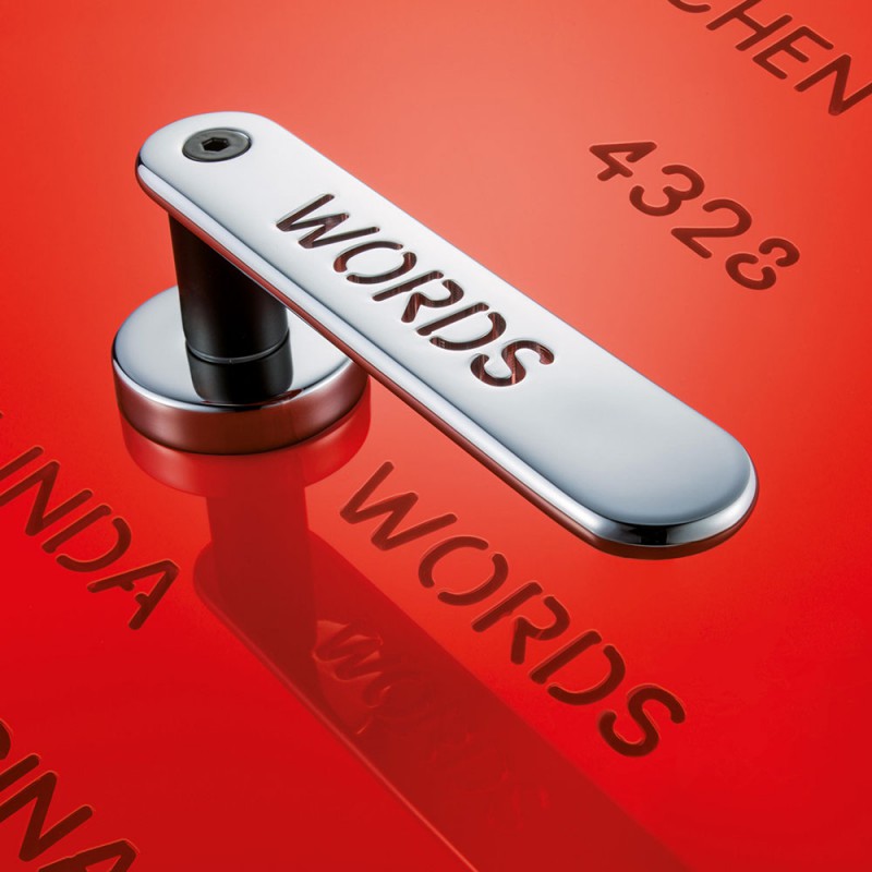 Door Handle with Personalized Writing H 1055 Words by the Italian Designer Franco Poli for Valli & Valli