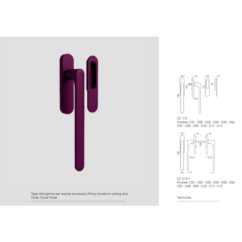 Sliding Door Handle COLOMBO DESIGN MOOD Lift-and-Slide