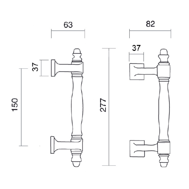 Cipro Pull Handles Brass Classique Line PFS Pasini