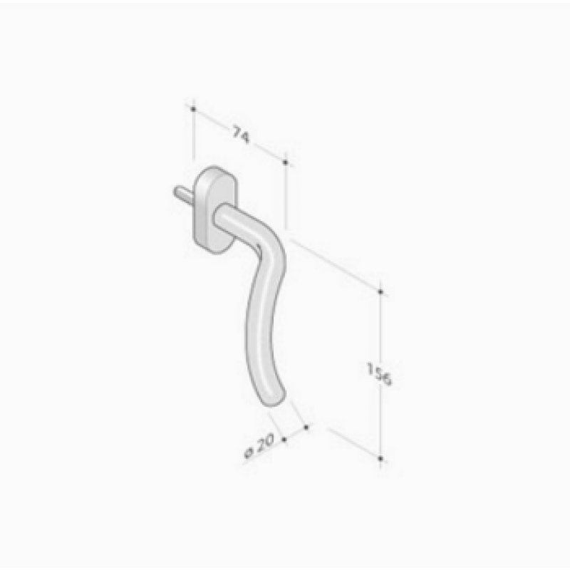 pba 2022DK Window Handle in Stainless Steel AISI 316L