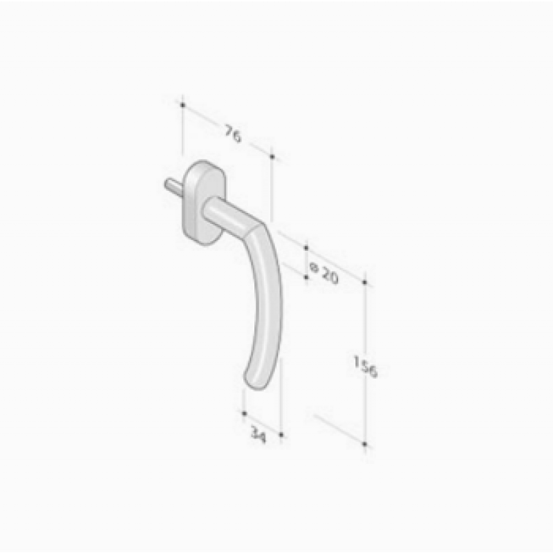pba 2027DK Window Handle in Stainless Steel AISI 316L