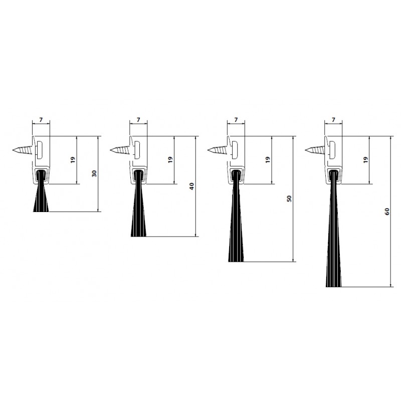 DIY Fixed Draft Excluder for Door Comaglio 125SP Comax Series Various Sizes
