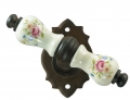 Paris Galbusera Window Handle with Rosette Porcelain and Wrought Iron