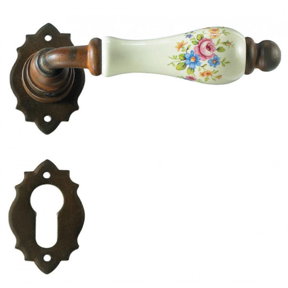Paris Galbusera Door Handle with Rosette and Escutcheon Plate