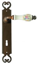 Paris Galbusera Door Handle with Plate on Iron and Porcelain
