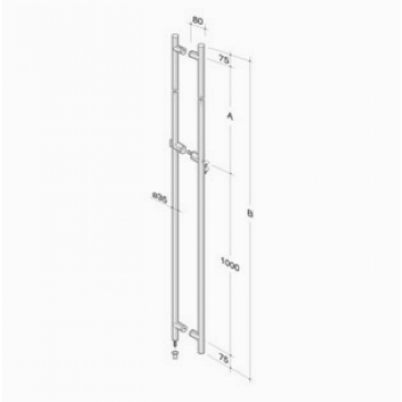 pba 200C-Y Pull Handle with Lock in Stainless Steel AISI 316L