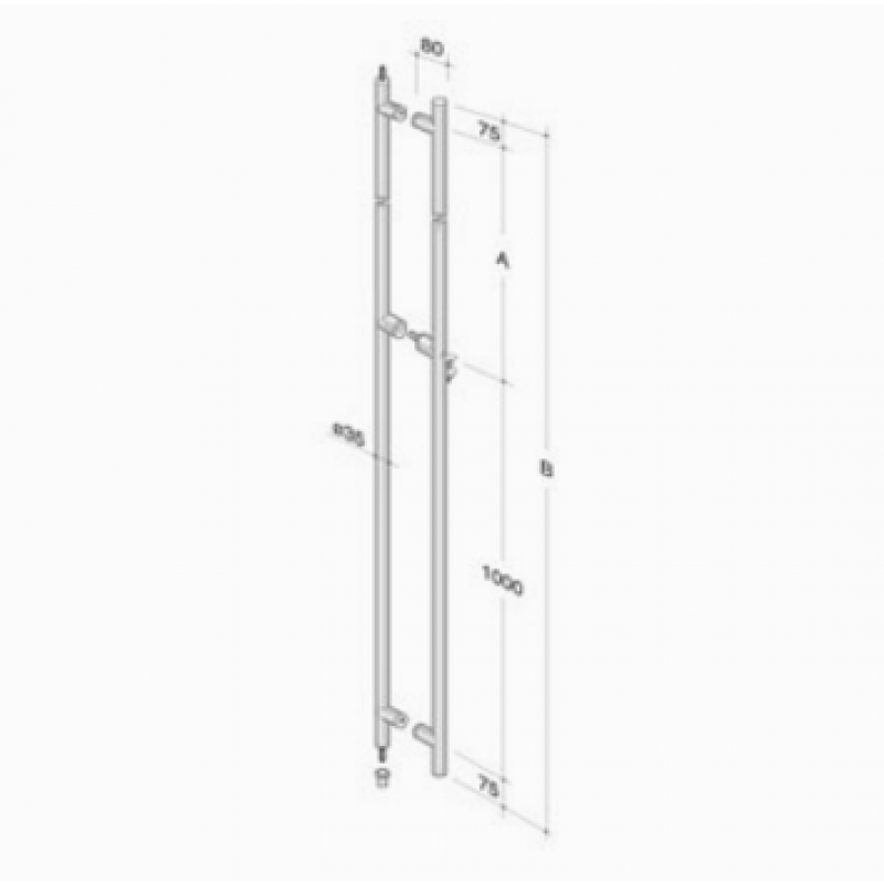 pba 200C-Y Pull Handle with Lock in Stainless Steel AISI 316L