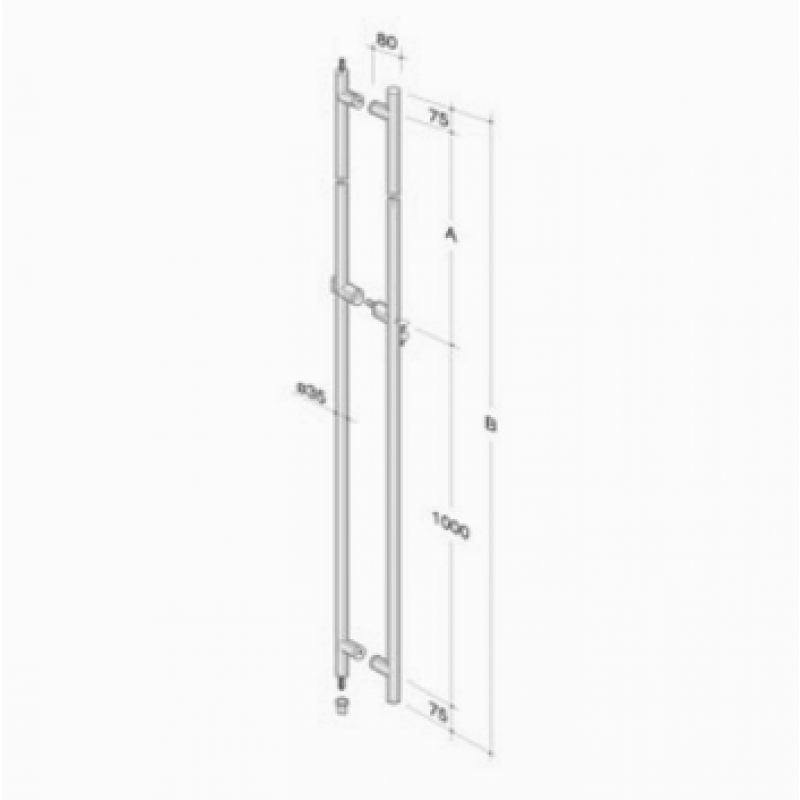 pba 200C-Y Pull Handle with Lock in Stainless Steel AISI 316L