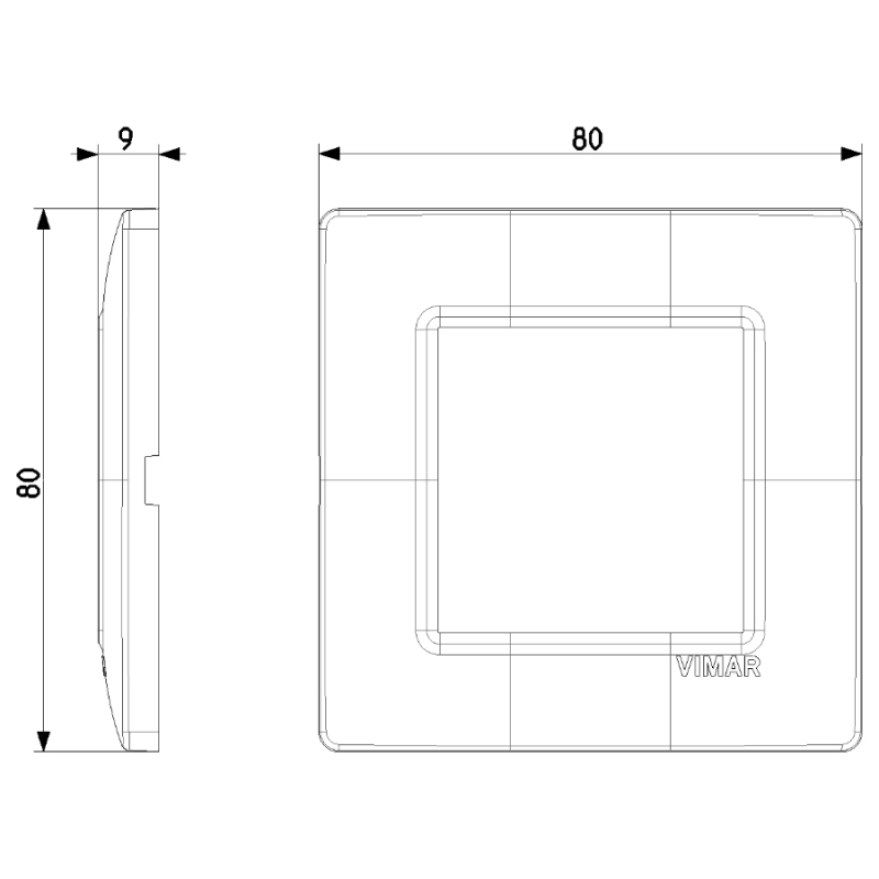 Cover Plate 2 Module Plana Vimar 14642 80x80x9 mm Various Colors