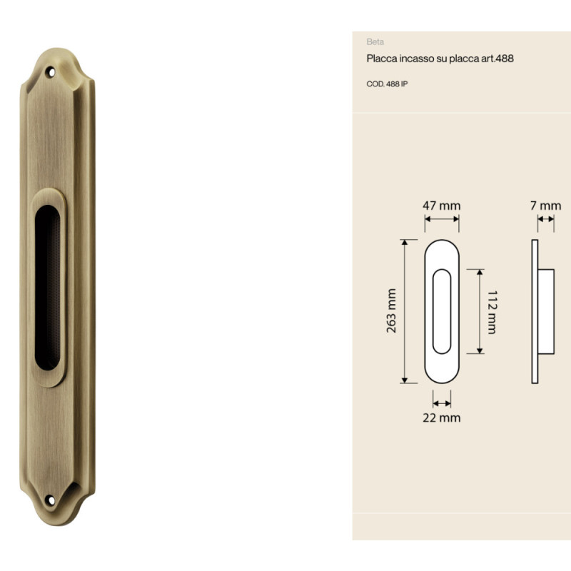 Recessed Plate for Sliding Door Beta Linea Calì Classic Style