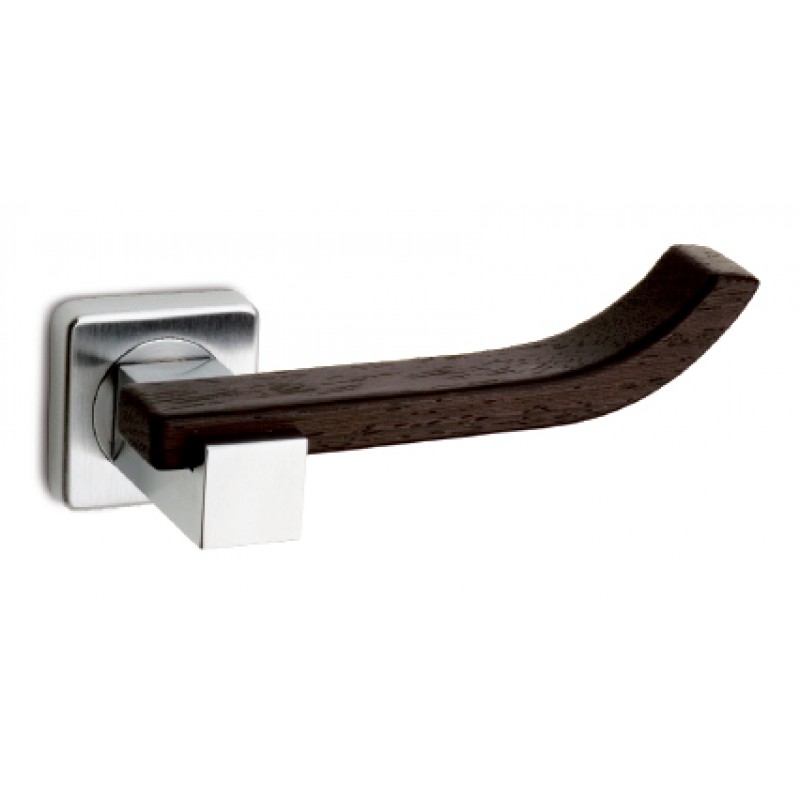 Plus Up Wenghe Wood Door Handle on Square Rosette Fashion Line PFS Pasini
