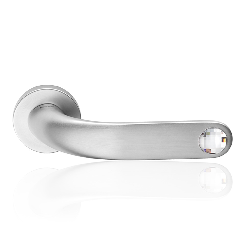Point Satin Chrome Door Handle With Swarovski Crystal Linea Calì Design