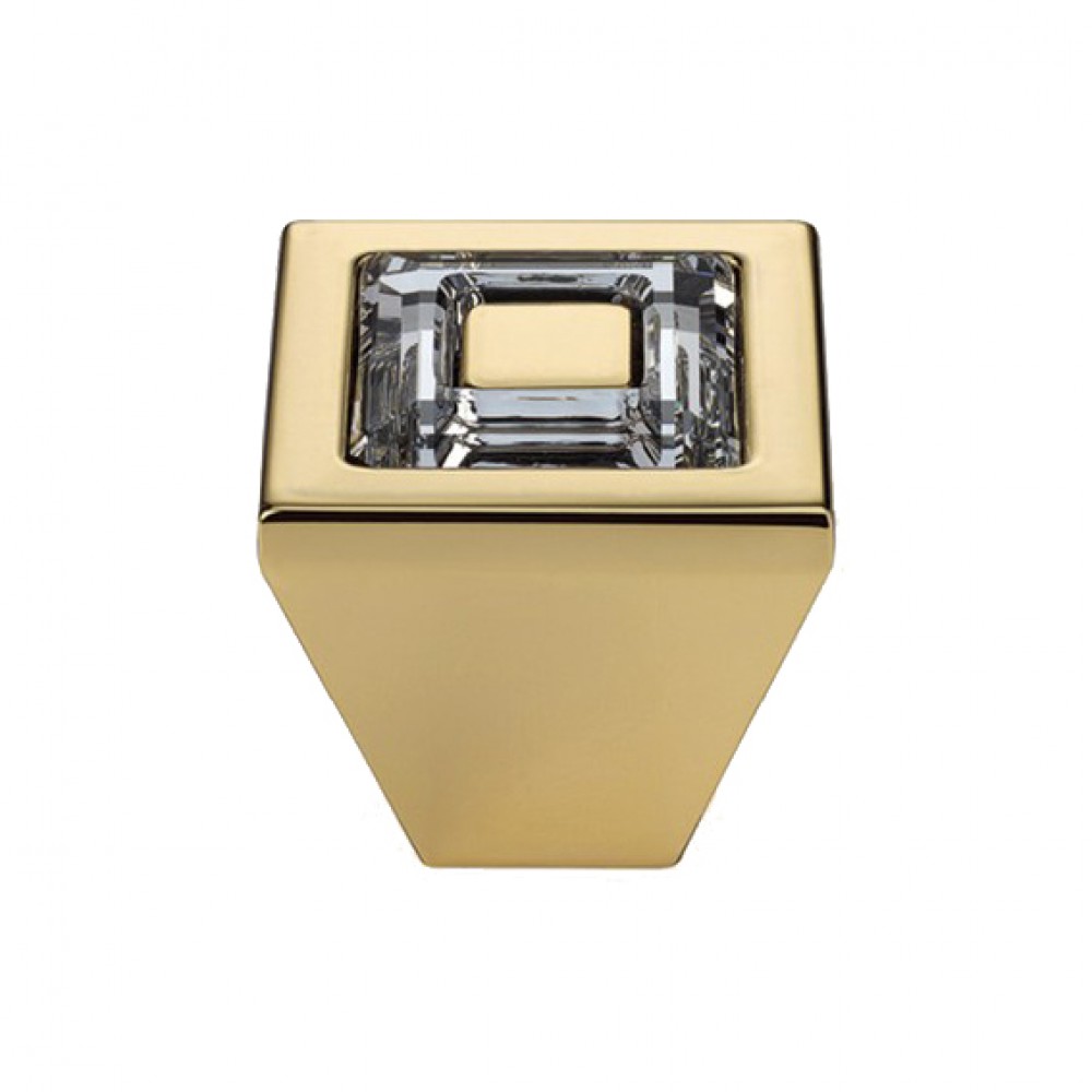 Furniture Knob Linea Calì Ring Crystal PB with Swarowski® Gold Plated