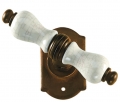 Prague Galbusera Window Handle with Rosette Porcelain and Wrought Iron