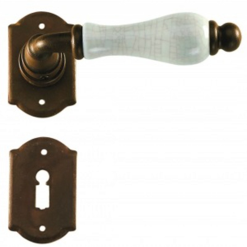 Prague Galbusera Door Handle with Rosette and Escutcheon Plate
