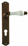 Iron and Porcelain Door Handle - on Plate - Galbusera Prague