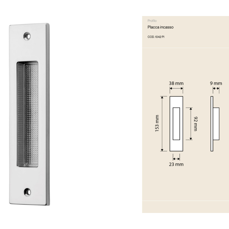 Linea Calì Profilo Recessed Plate Sliding Door Handle