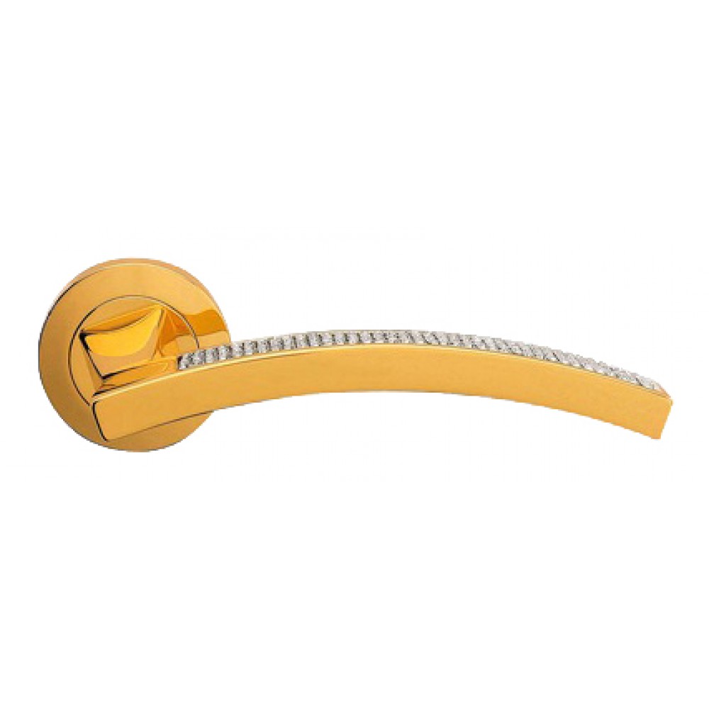 Profilo Mesh Gold Plated Door Handle on Rosette Linea Calì Crystal