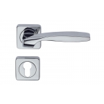 Quadrata Fashion Line Pasini Brass Door Handle with Rosette and Escutcheon Plate