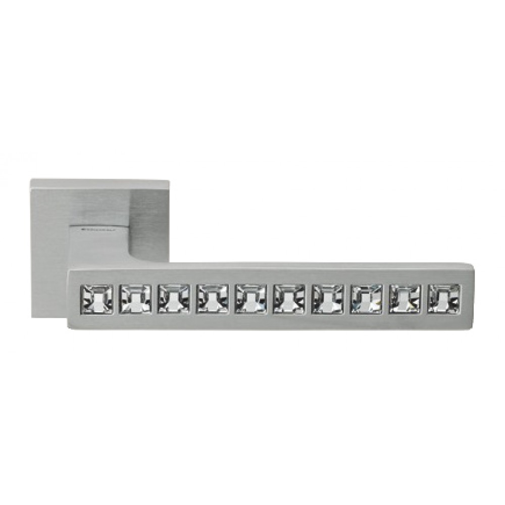 Reflex Satin Chrome Door Handle on Rosette Linea Calì Crystal