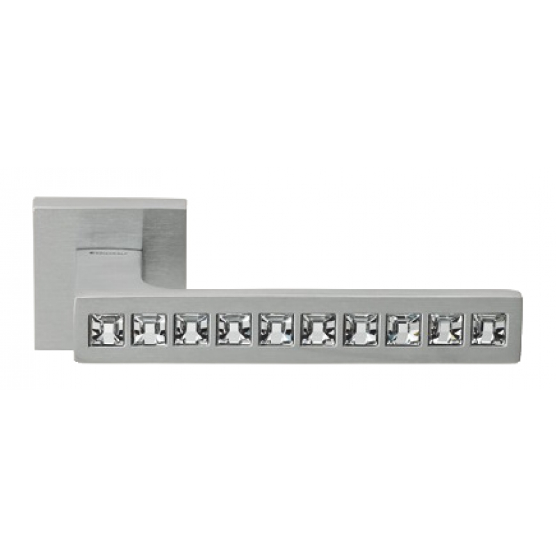 Reflex Satin Chrome Door Handle on Rosette Linea Calì Crystal