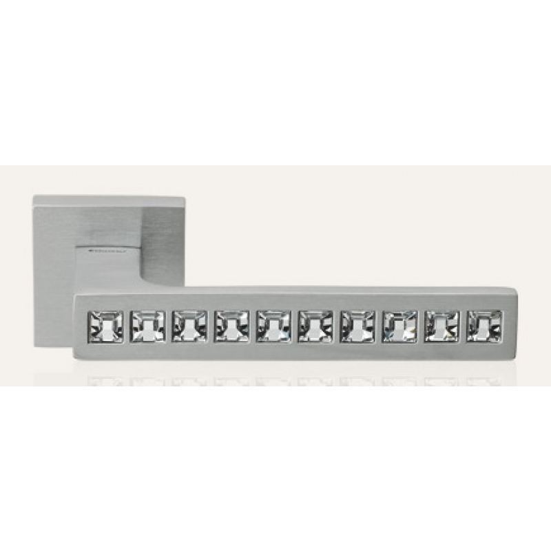 Reflex Satin Chrome Door Handle on Rosette Linea Calì Crystal