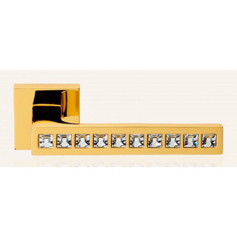 Reflex Gold Plated Door Handle on Rosette Linea Calì Crystal