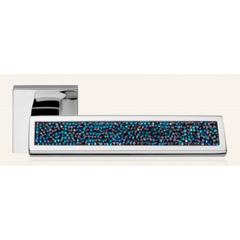 Riflesso Blue Rocks Door Handle on Rosette Linea Calì Crystal