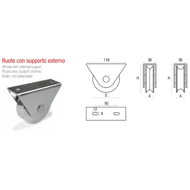 Wheel with External Support for Sliding Gate Adem