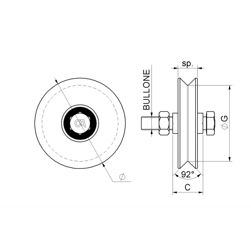 Wheel Round Groove 1 Bearing Sliding Gate Combiarialdo