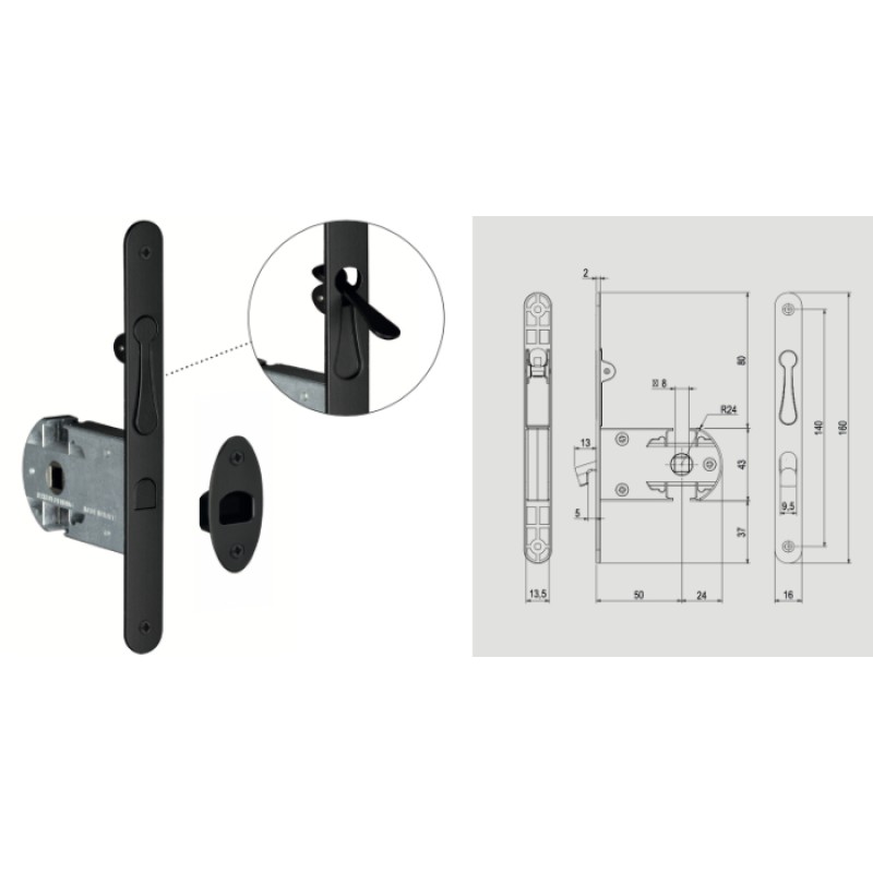 Lock for Sliding Wooden Doors with Driver Reguitti S01SR50T