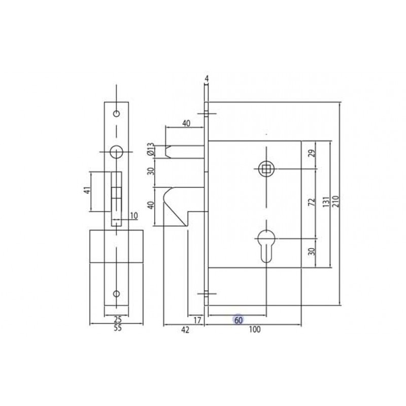 Lock with Hook for Sliding Gates Galvanized Steel IBFM