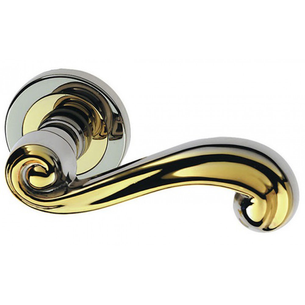 Sirio Classique PFS Pasini Brass Door Handle with Round Rose and Escutcheon