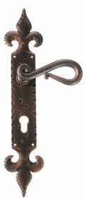 Antique Style Door Handle on Plate Wrought Iron Galbusera