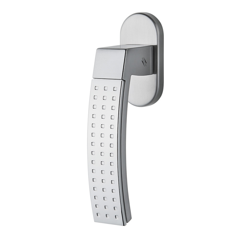 Trama 2 Polished and Satin Chrome Door Handle on Rosette of Architectural Psichology by Colombo Design