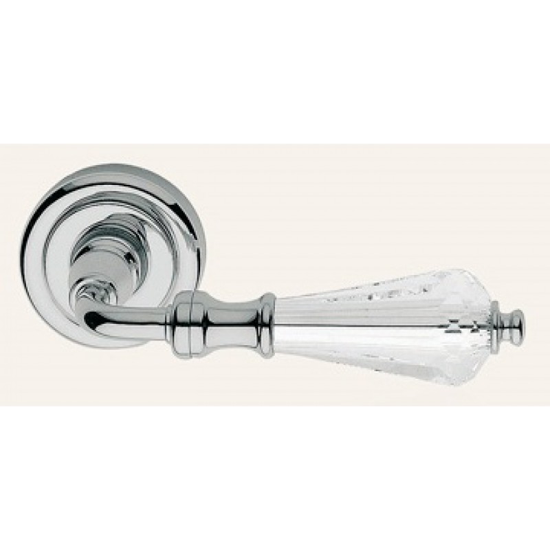 Veronica Polished Chrome Door Handle on Rosette Linea Calì Crystal