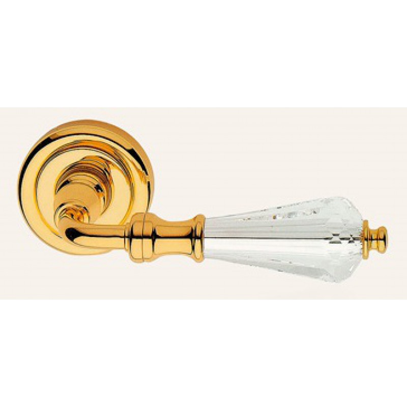 Veronica Gold Plated Door Handle on Rosette Linea Calì Crystal