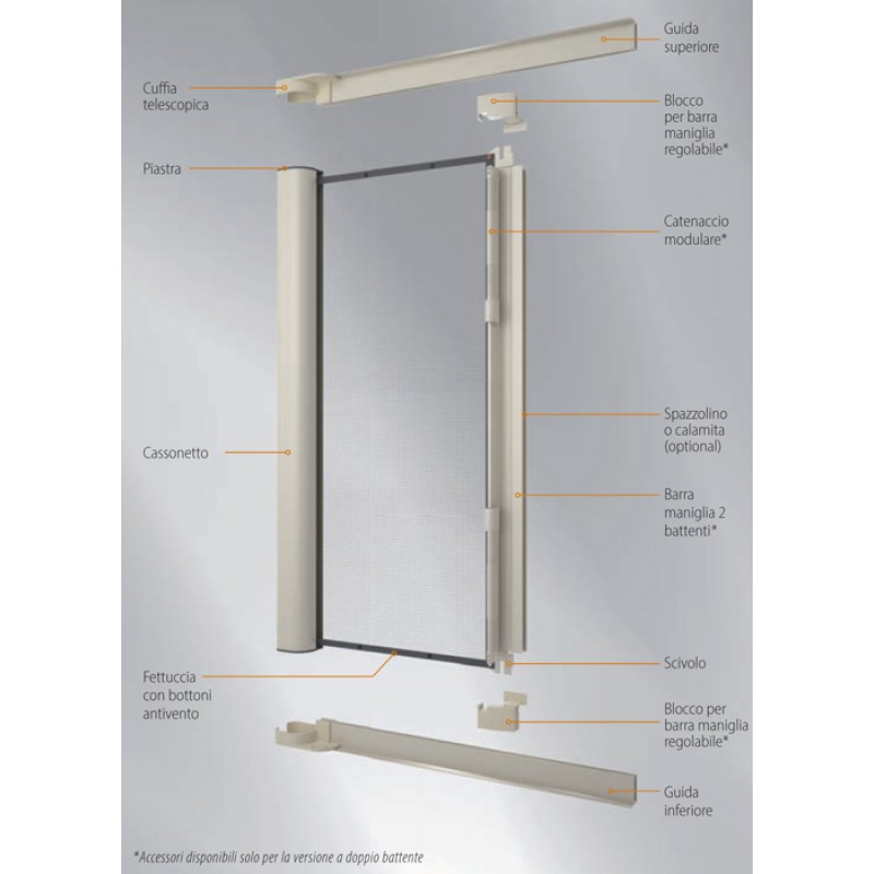Mosquito Net Bettio Beta 2 Stops Cassone rounded Side Scrolling